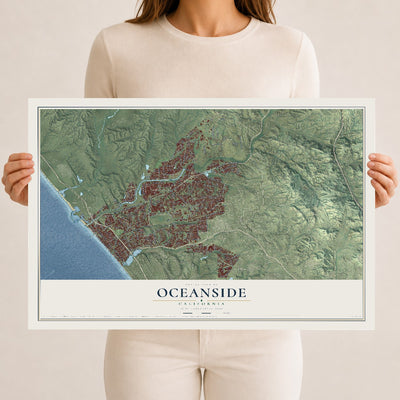 Map of Oceanside, California, 12 x 18 inch unframed archival matte print