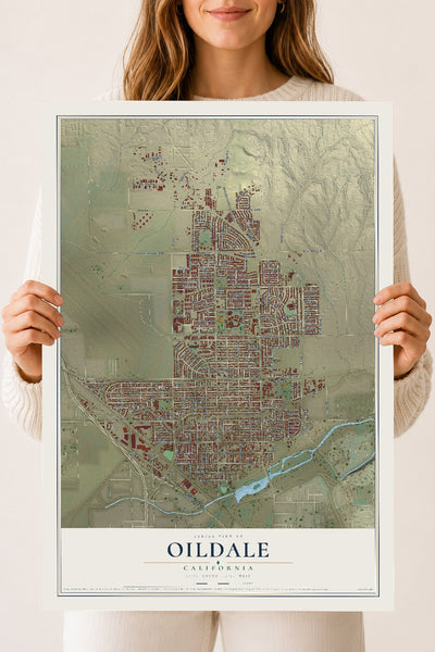 Map of Oildale, California, 18 x 24 inch unframed archival matte print