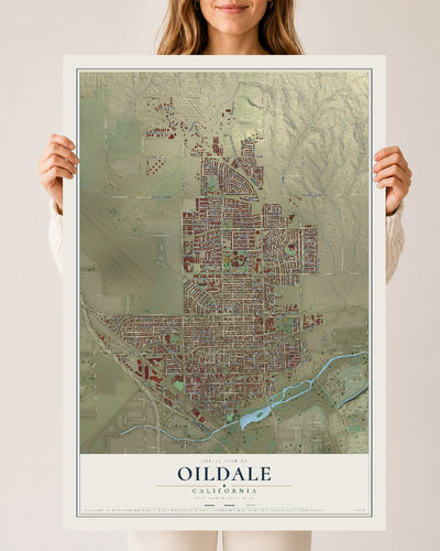 Map of Oildale, California, 24 x 36 inch unframed archival matte print