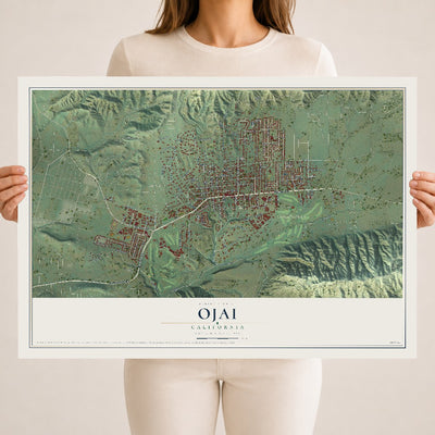 Map of Ojai, California, 18 x 24 inch unframed archival matte print