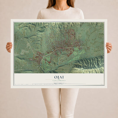 Map of Ojai, California, 24 x 36 inch unframed archival matte print