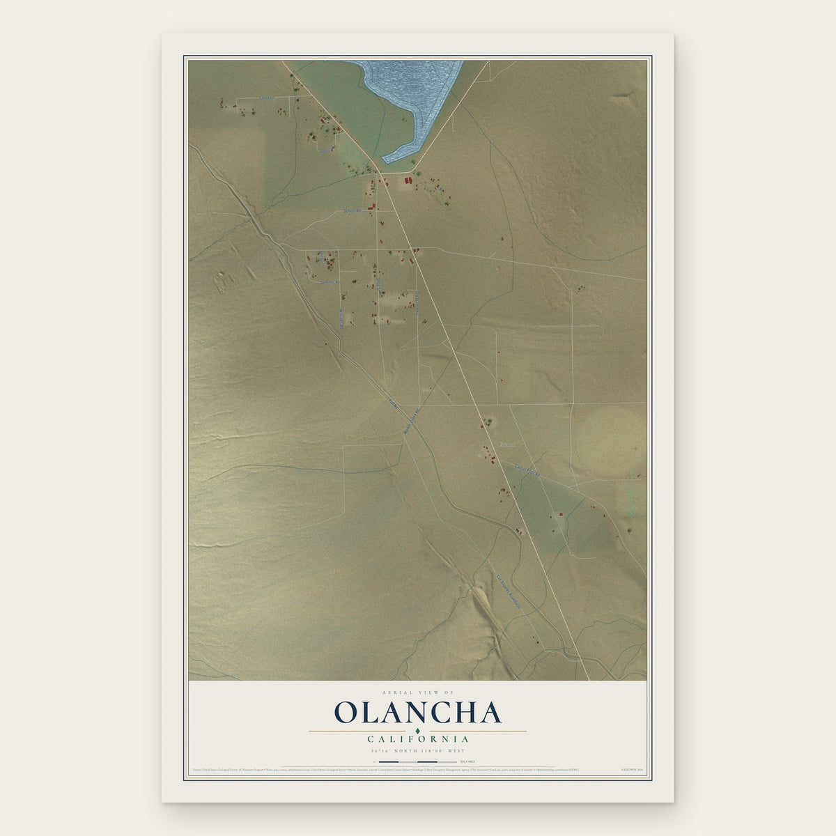 Olancha, California map print, the full design