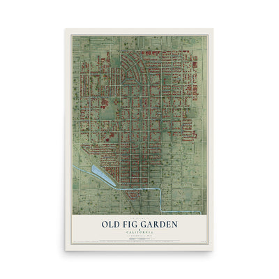 Map of Old Fig Garden, California, 12 x 18 inch unframed archival matte print
