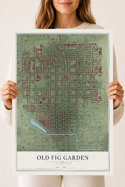 Map of Old Fig Garden, California, 18 x 24 inch unframed archival matte print