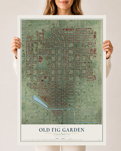 Map of Old Fig Garden, California, 24 x 36 inch unframed archival matte print