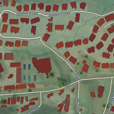 Close-up of the map of Old Mammoth, California print showing street and building detail