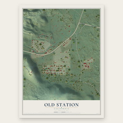 Old Station, California map print, the full design