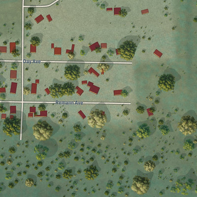 Close-up of the map of Old Station, California print showing street and building detail