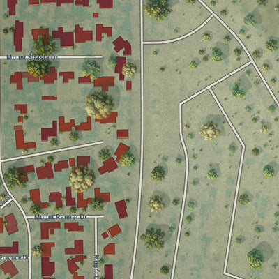 Close-up of the map of Olde Stockdale, California print showing street and building detail