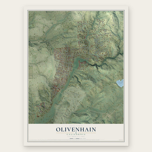 Olivenhain, California map print, the full design