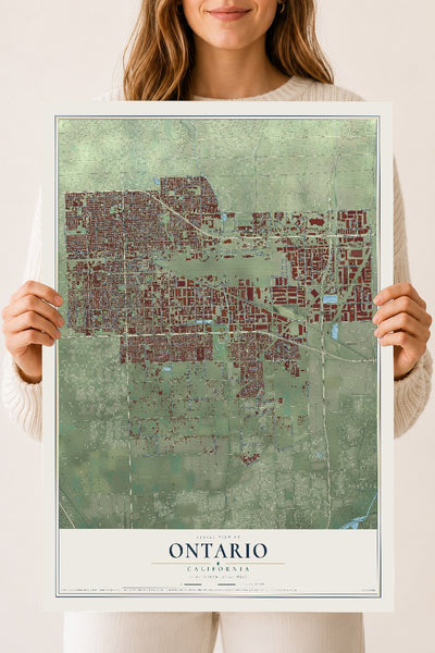Map of Ontario, California, 18 x 24 inch unframed archival matte print
