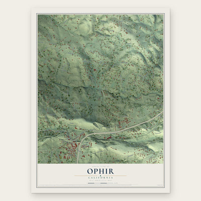 Ophir, California map print, the full design