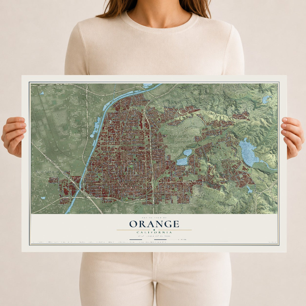 Map of Orange, California, 12 x 18 inch unframed archival matte print