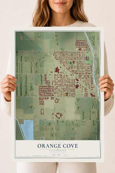 Map of Orange Cove, California, 18 x 24 inch unframed archival matte print