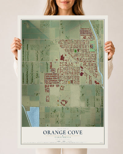 Map of Orange Cove, California, 24 x 36 inch unframed archival matte print