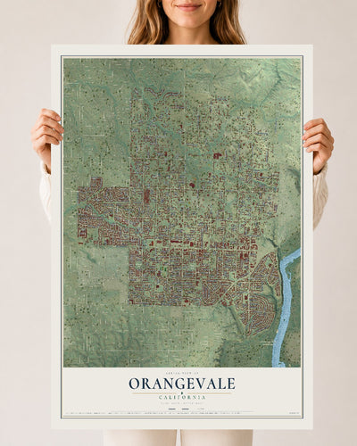 Map of Orangevale, California, 24 x 36 inch unframed archival matte print