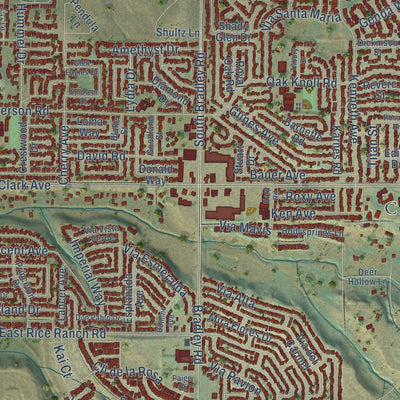 Close-up of the map of Orcutt, California print showing street and building detail