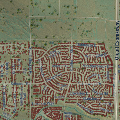 Second close-up of the map of Orcutt, California print showing more streets and buildings
