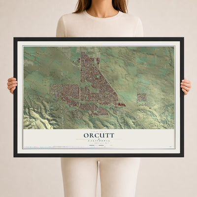 Map of Orcutt, California, 24 x 36 inch print in a black wood frame