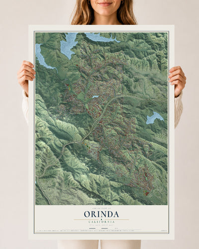 Map of Orinda, California, 24 x 36 inch unframed archival matte print
