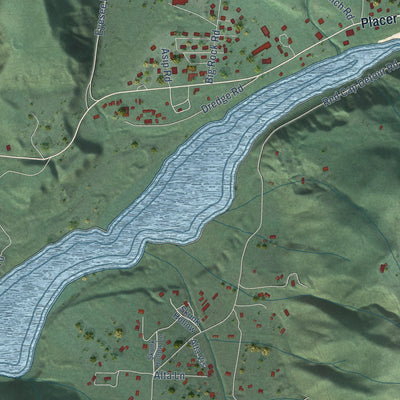 Close-up of the map of Orleans, California print showing street and building detail