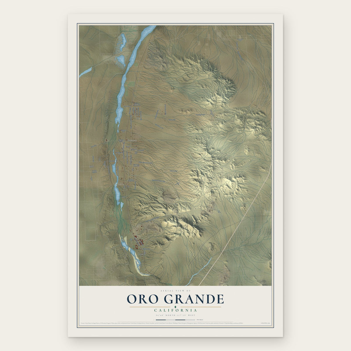 Oro Grande, California map print, the full design