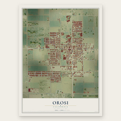 Orosi, California map print, the full design
