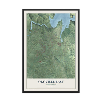 Map of Oroville East, California, 12 x 18 inch print in a black wood frame