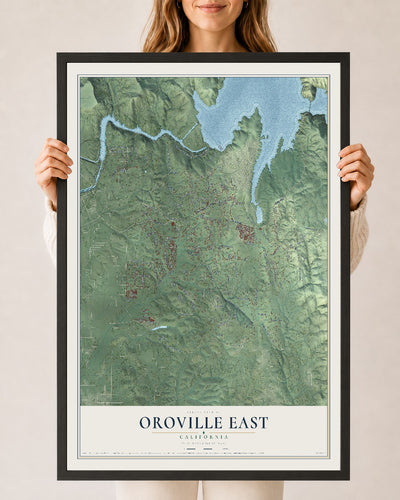 Map of Oroville East, California, 24 x 36 inch print in a black wood frame