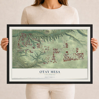 Map of Otay Mesa, California, 12 x 18 inch print in a black wood frame