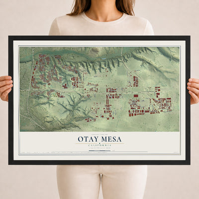 Map of Otay Mesa, California, 18 x 24 inch print in a black wood frame