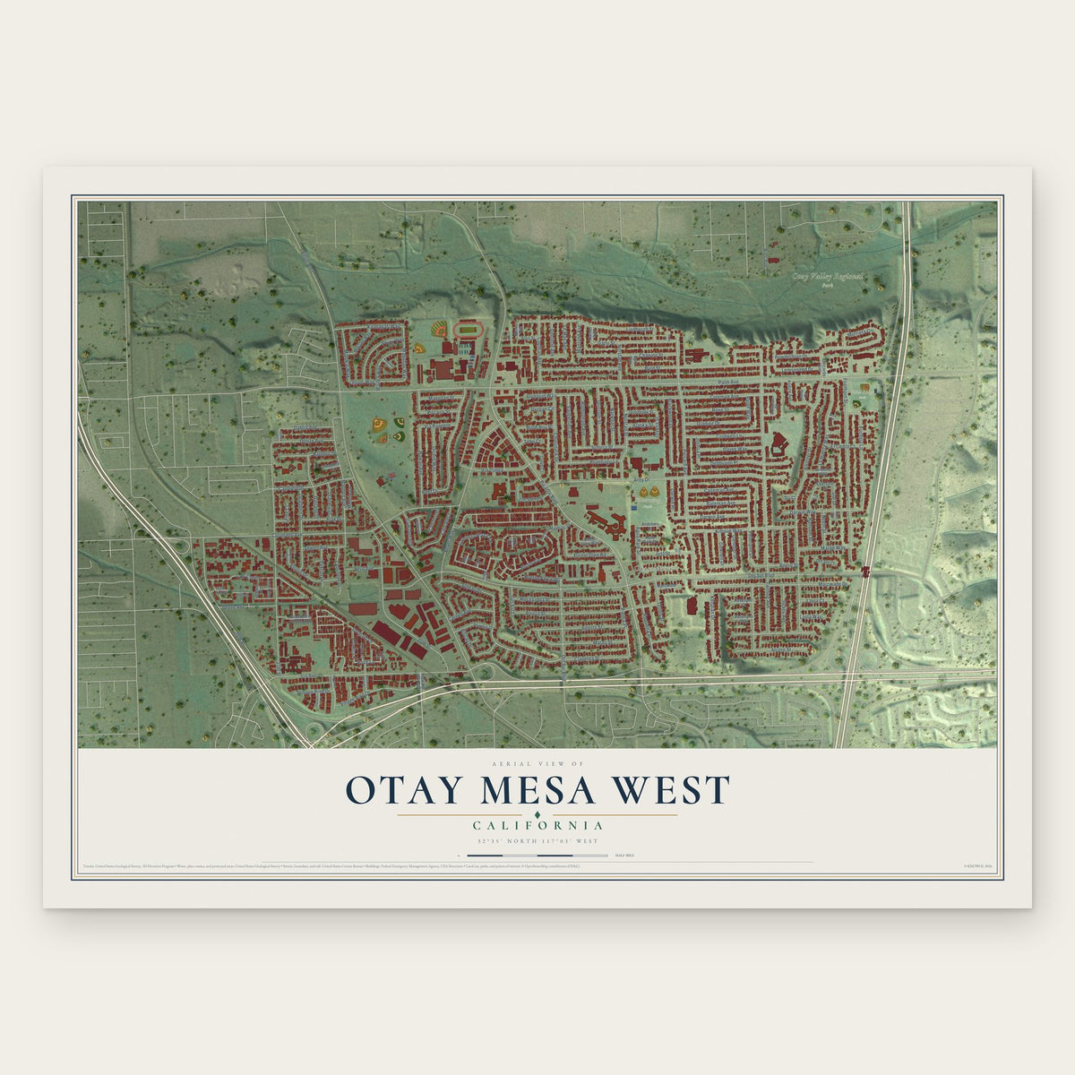 Otay Mesa West, California map print, the full design