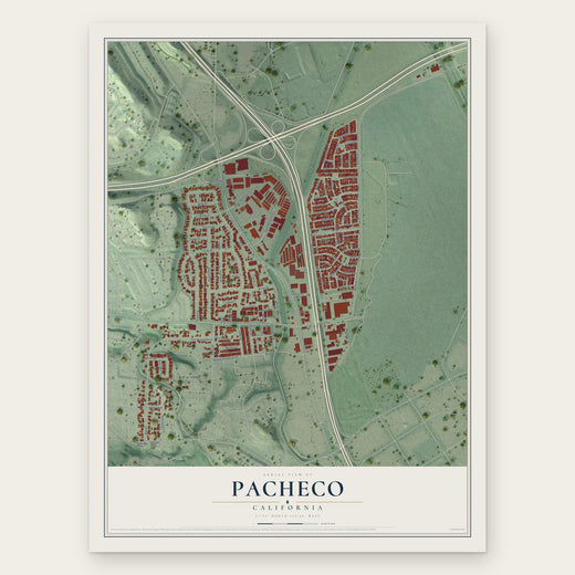 Pacheco, California map print, the full design