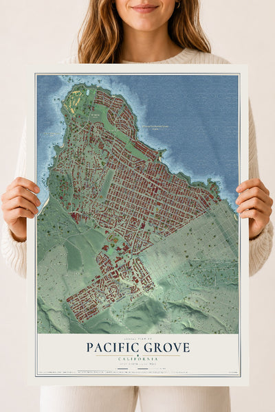 Map of Pacific Grove, California, 18 x 24 inch unframed archival matte print