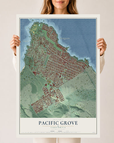 Map of Pacific Grove, California, 24 x 36 inch unframed archival matte print