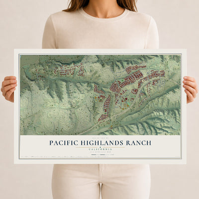 Map of Pacific Highlands Ranch, California, 12 x 18 inch unframed archival matte print