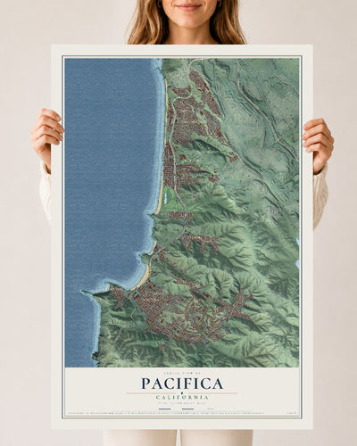 Map of Pacifica, California, 24 x 36 inch unframed archival matte print