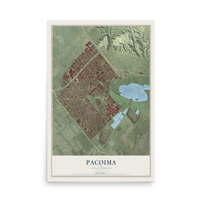 Map of Pacoima, California, 12 x 18 inch unframed archival matte print