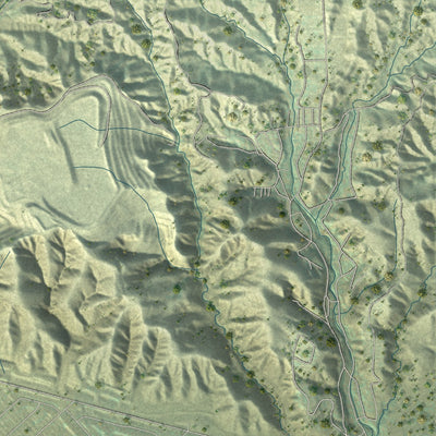 Second close-up of the map of Pacoima, California print showing more streets and buildings