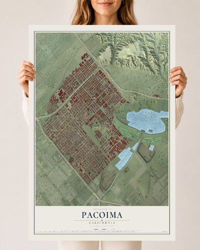 Map of Pacoima, California, 24 x 36 inch unframed archival matte print