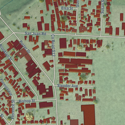 Close-up of the map of Pajaro, California print showing street and building detail