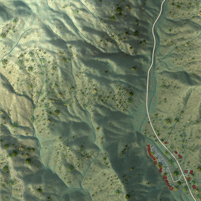 Close-up of the map of Pala, California print showing street and building detail