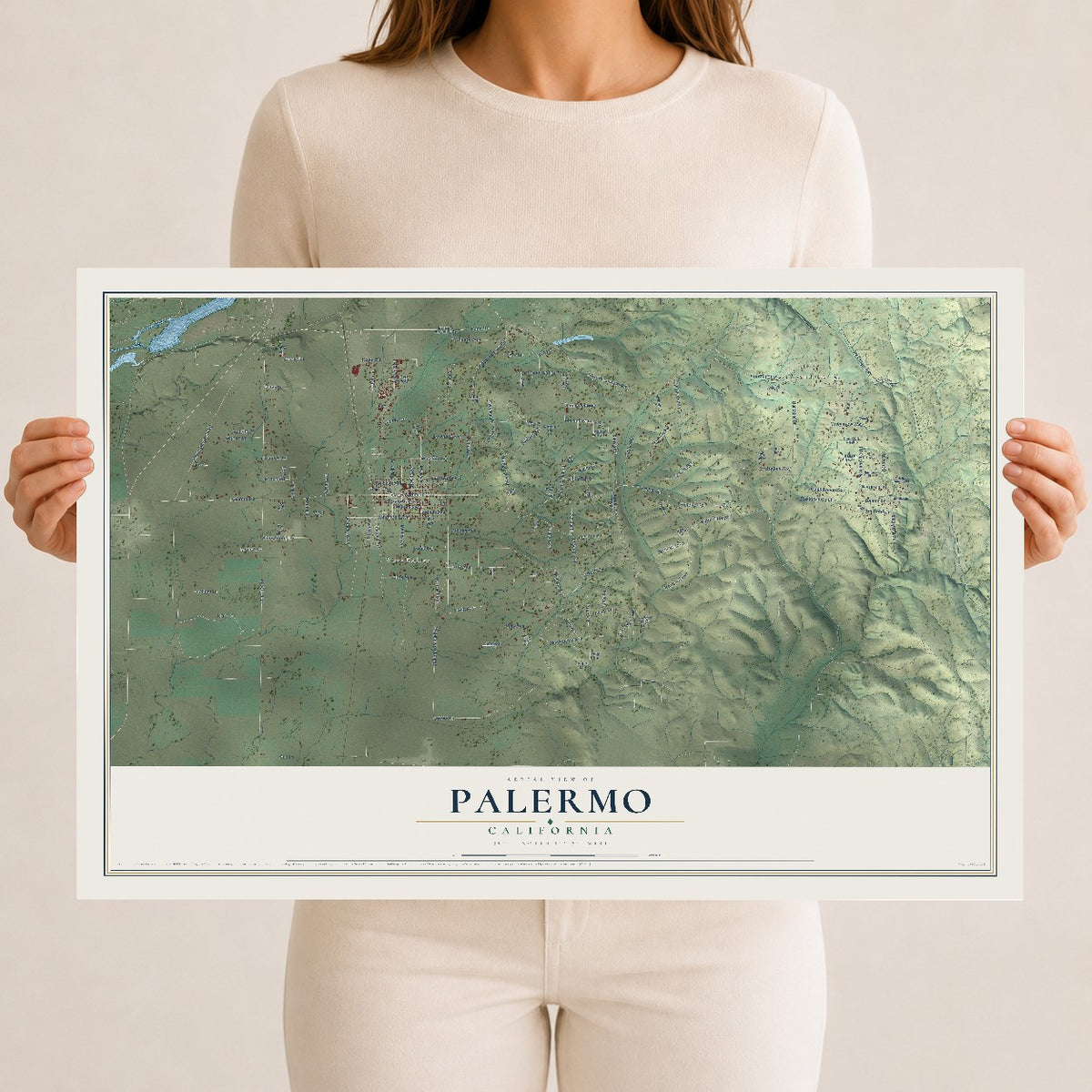 Map of Palermo, California, 12 x 18 inch unframed archival matte print