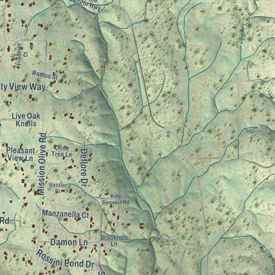 Close-up of the map of Palermo, California print showing street and building detail