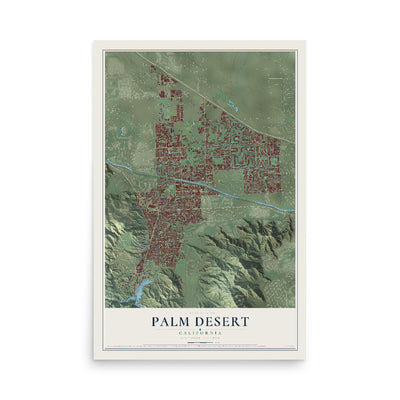 Map of Palm Desert, California, 12 x 18 inch unframed archival matte print