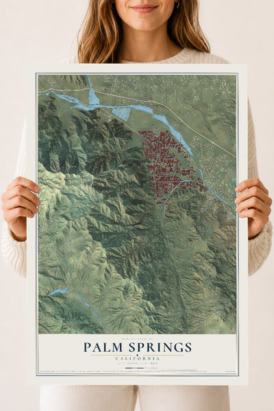 Map of Palm Springs, California, 18 x 24 inch unframed archival matte print