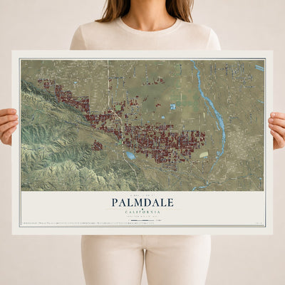 Map of Palmdale, California, 18 x 24 inch unframed archival matte print