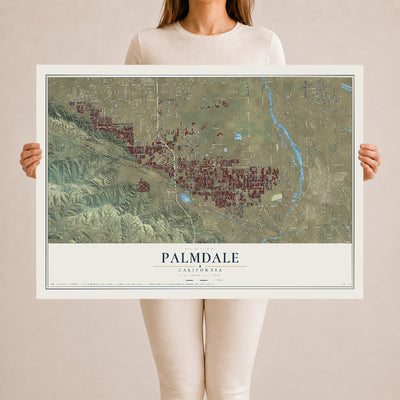 Map of Palmdale, California, 24 x 36 inch unframed archival matte print