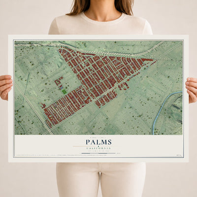 Map of Palms, California, 18 x 24 inch unframed archival matte print