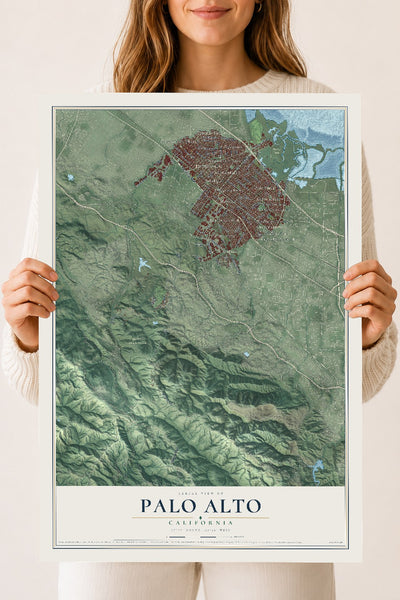 Map of Palo Alto, California, 18 x 24 inch unframed archival matte print